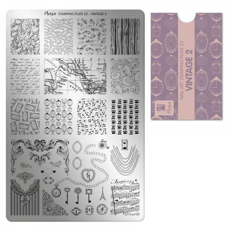 Moyra Stamping Schablone - Stempeln statt Malen - die schnelle und kreative Nailart für Anfänger und Profis zugleich - Vintage 2 Nr.25