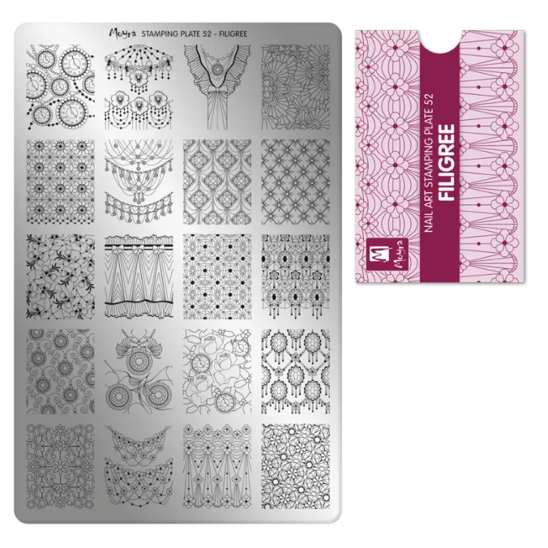 Moyra Stamping Schablone - Stempeln statt Malen - die schnelle und kreative Nailart für Anfänger und Profis zugleich - Filigree Nr.52