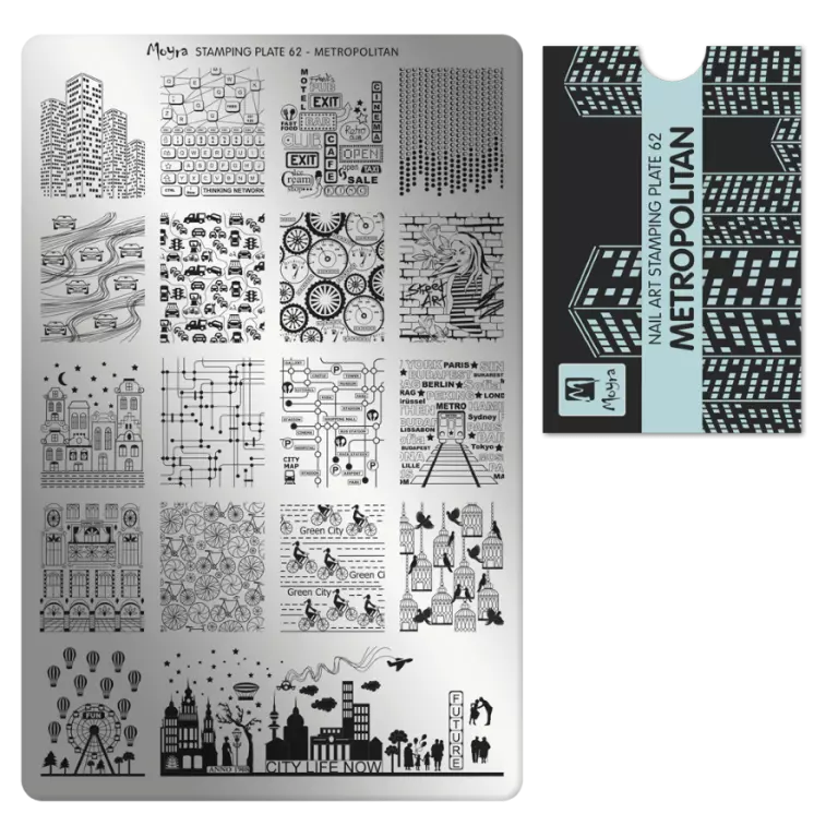 Moyra Stamping Schablone - Stempeln statt Malen - die schnelle und kreative Nailart für Anfänger und Profis zugleich - Metropolitan Nr.62