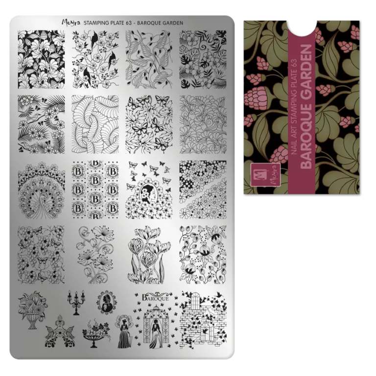 Moyra Stamping Schablone - Stempeln statt Malen - die schnelle und kreative Nailart für Anfänger und Profis zugleich - Baroque Garden Nr.63