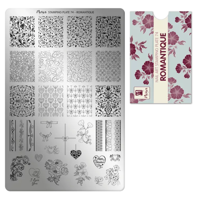 Moyra Stamping Schablone - Stempeln statt Malen - die schnelle und kreative Nailart für Anfänger und Profis zugleich - Romantique Nr.74