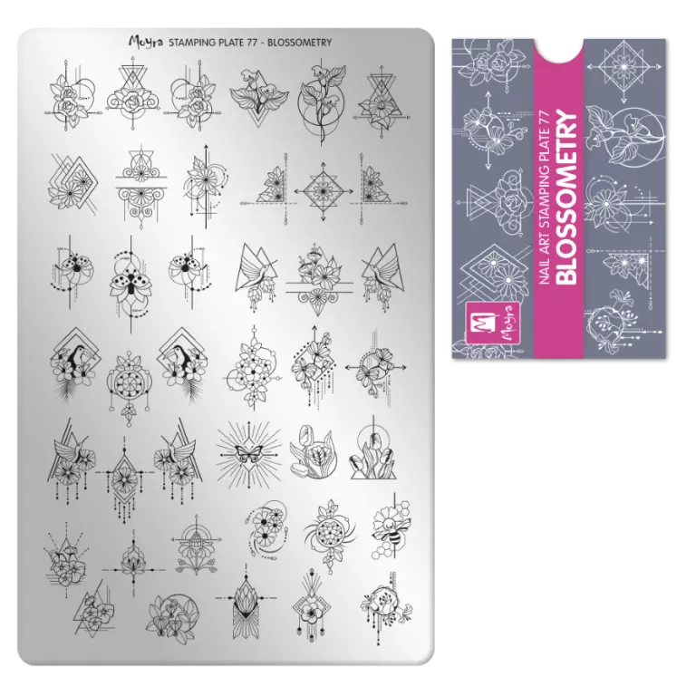 Moyra Stamping Schablone - Stempeln statt Malen - die schnelle und kreative Nailart für Anfänger und Profis zugleich - Blossometry Nr.77