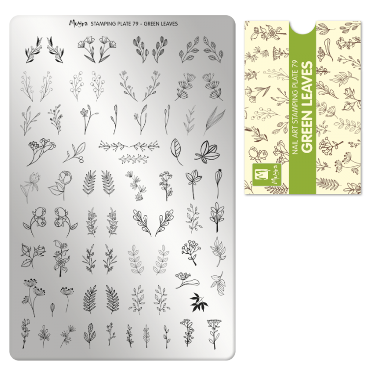 Moyra Stamping Schablone - Stempeln statt Malen - die schnelle und kreative Nailart für Anfänger und Profis zugleich - Green Leaves Nr.79