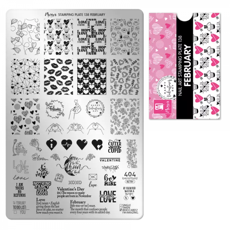 Moyra Stamping Schablone - Stempeln statt Malen - die schnelle und kreative Nailart für Anfänger und Profis zugleich - February Nr.138