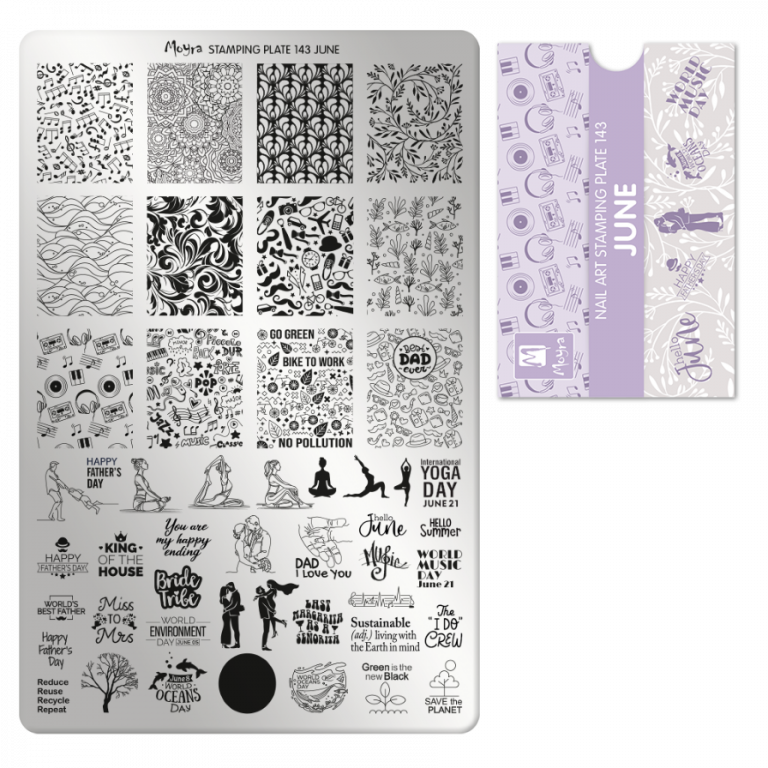 Moyra Stamping Schablone - Stempeln statt Malen - die schnelle und kreative Nailart für Anfänger und Profis zugleich - June Nr.143