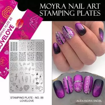 Moyra Stamping Schablone - LoveLove Nr.88