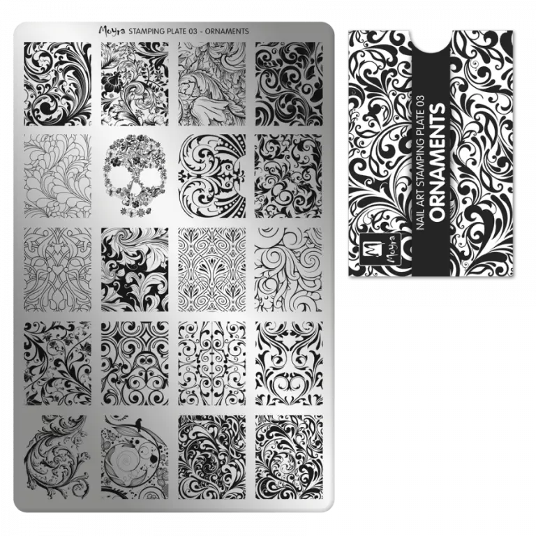 Moyra Stamping Schablone - Stempeln statt Malen - die schnelle und kreative Nailart für Anfänger und Profis zugleich - Ornaments Nr.3