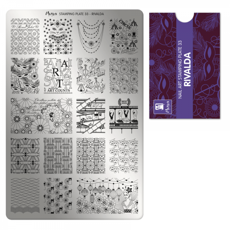 Moyra Stamping Schablone - Stempeln statt Malen - die schnelle und kreative Nailart für Anfänger und Profis zugleich - Rivalda Nr.33
