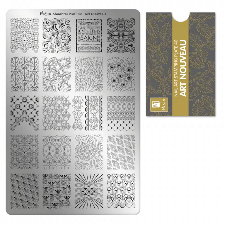 Moyra Stamping Schablone - Stempeln statt Malen - die schnelle und kreative Nailart für Anfänger und Profis zugleich - Art Nouveau Nr.40