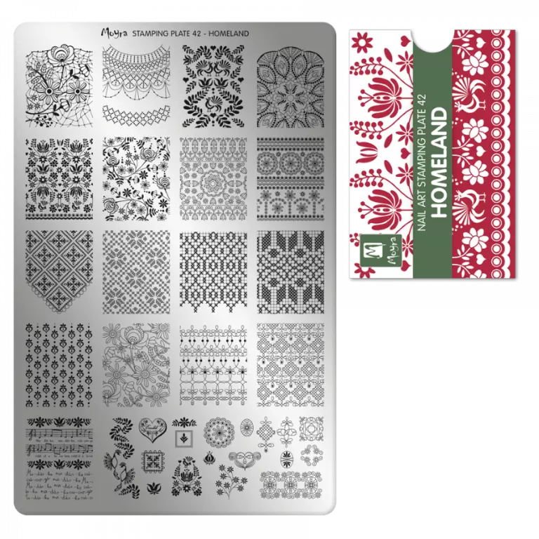 Moyra Stamping Schablone - Stempeln statt Malen - die schnelle und kreative Nailart für Anfänger und Profis zugleich - Homeland Nr.42