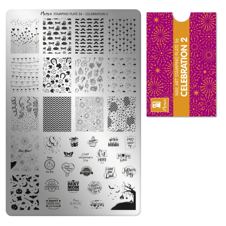 Moyra Stamping Schablone - Stempeln statt Malen - die schnelle und kreative Nailart für Anfänger und Profis zugleich - Celebration 2 Nr.56