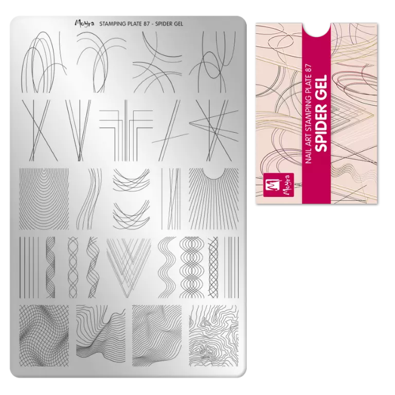 Moyra Stamping Schablone - Stempeln statt Malen - die schnelle und kreative Nailart für Anfänger und Profis zugleich - Spider Gel Nr.87