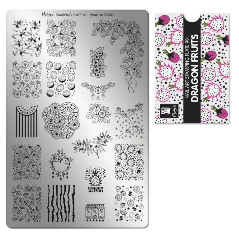 Moyra Stamping Schablone - Stempeln statt Malen - die schnelle und kreative Nailart für Anfänger und Profis zugleich - Dragon Fruits Nr.90