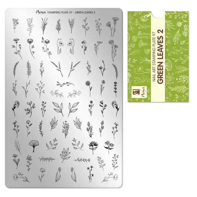 Moyra Stamping Schablone - Stempeln statt Malen - die schnelle und kreative Nailart für Anfänger und Profis zugleich - Green Leaves 2 Nr.97