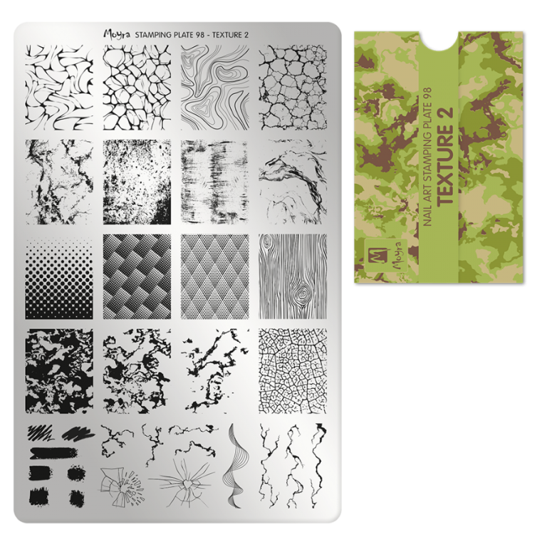 Moyra Stamping Schablone - Stempeln statt Malen - die schnelle und kreative Nailart für Anfänger und Profis zugleich - Texture 2 Nr.98