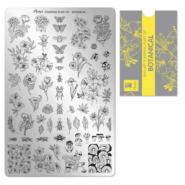 Moyra Stamping Schablone - Stempeln statt Malen - die schnelle und kreative Nailart für Anfänger und Profis zugleich - Botanical Nr.107