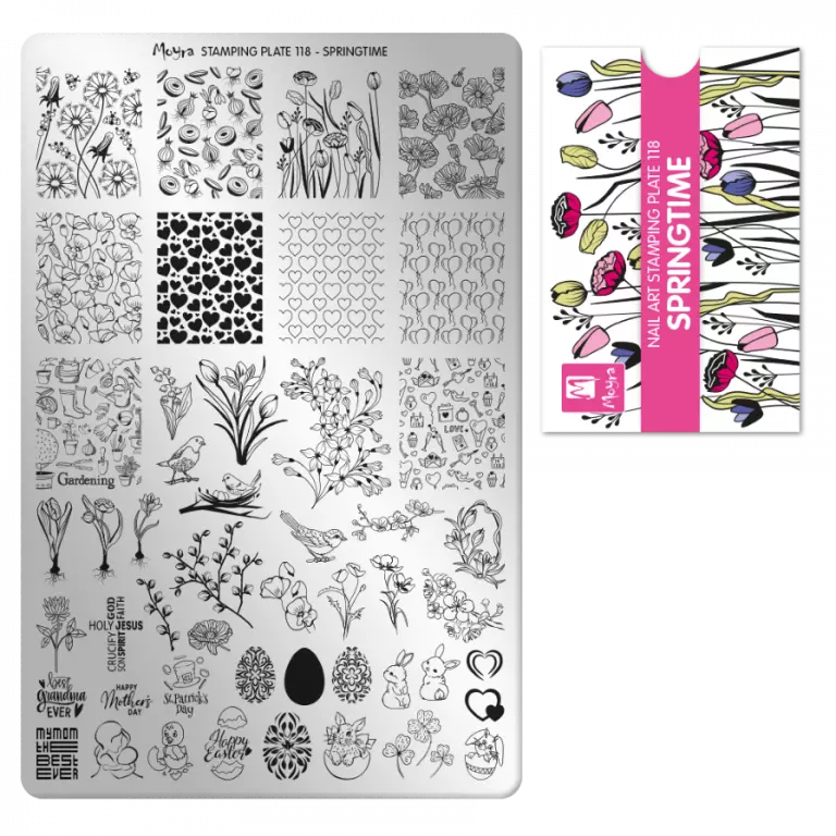 Moyra Stamping Schablone - Stempeln statt Malen - die schnelle und kreative Nailart für Anfänger und Profis zugleich - Springtime Nr.118