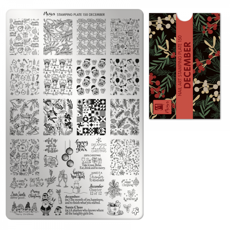 Moyra Stamping Schablone - Stempeln statt Malen - die schnelle und kreative Nailart für Anfänger und Profis zugleich - December Nr.150