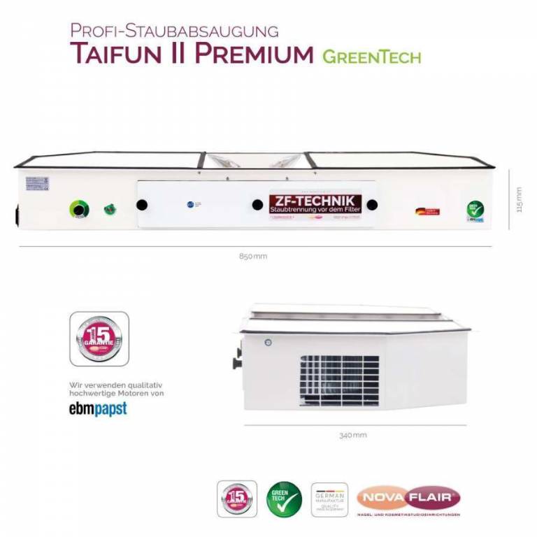 Staubabsaugung NovaFlair - TAIFUN 2 Premium GreenTech - Profi Absaugung für Nagelstudios