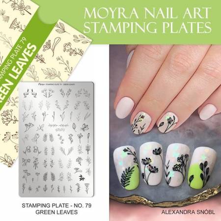 Moyra Stamping Schablone - Green Leaves Nr.79