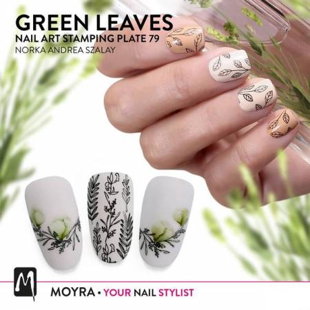 Moyra Stamping Schablone - Green Leaves Nr.79